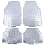 Set de covorașe din cauciuc pentru mașină 4 bucăți Aspect placă de aluminiu Universal Cromat Performance AutoTuning