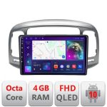 Navigatie Hyundai Accent 2006-2012 B-ACCENT Android Ecran QLED octa core 4+64 carplay android auto KIT-accent+EDT-E309V3
