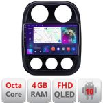 Navigatie Android Jeep Compass 2010-2016 cu ecran QLED, 4GB RAM si 64GB