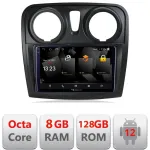 Navigație Dacia Sandero Logan 2012-2020 Android 12, 8GB RAM, 128GB, 2K QLED