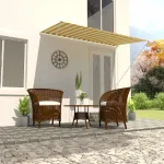 Copertină retractabilă, galben și alb, 250 x 150 cm GartenMobel Dekor
