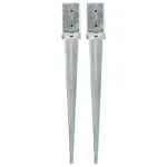 Țăruși de sol, 2 buc., argintiu, 8x8x76 cm, oțel galvanizat GartenMobel Dekor