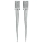 Țăruși de sol, 2 buc., argintiu, 9x9x75 cm, oțel galvanizat GartenMobel Dekor