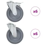 Roți pivotante cu gaură pentru șurub, 12 buc., 125 mm GartenMobel Dekor