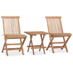 Set mobilier exterior pliabil cu perne, 3 piese, lemn masiv tec GartenMobel Dekor