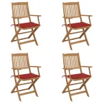 Scaune grădină pliabile cu perne, 4 buc., lemn masiv de acacia GartenMobel Dekor