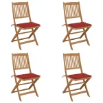 Scaune grădină pliabile cu perne, 4 buc., lemn masiv de acacia GartenMobel Dekor