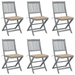 Scaune pliante de exterior cu perne 6 buc. lemn masiv de acacia GartenMobel Dekor