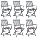 Scaune pliante de exterior cu perne 6 buc. lemn masiv de acacia GartenMobel Dekor