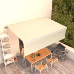 Copertină retractabilă automat cu stor, crem, 5x3 m GartenMobel Dekor