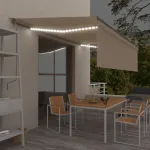 Copertină retractabilă automat stor&LED&senzor vânt crem 5x3m GartenMobel Dekor