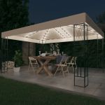 Pavilion cu șir de lumini LED, crem, 3x4 m, țesătură GartenMobel Dekor