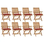 Scaune pliabile de grădină cu perne, 8 buc., lemn masiv de tec GartenMobel Dekor