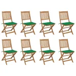 Scaune pliabile de exterior cu perne, 8 buc., lemn masiv acacia GartenMobel Dekor