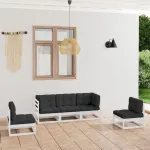 Set mobilier de grădină cu perne, 5 piese, lemn masiv de pin GartenMobel Dekor