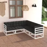 Set mobilier de grădină cu perne, 5 piese, lemn masiv de pin GartenMobel Dekor