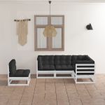 Set mobilier de grădină cu perne, 5 piese, lemn masiv de pin GartenMobel Dekor