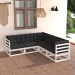 Set mobilier de grădină cu perne, 5 piese, lemn masiv de pin GartenMobel Dekor