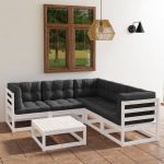 Set mobilier de grădină cu perne, 6 piese, lemn masiv de pin GartenMobel Dekor