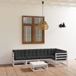 Set mobilier de grădină cu perne, 6 piese, lemn masiv de pin GartenMobel Dekor