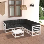 Set mobilier de grădină cu perne, 6 piese, lemn masiv de pin GartenMobel Dekor