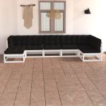 Set mobilier de grădină cu perne, 7 piese, lemn masiv de pin GartenMobel Dekor