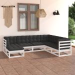 Set mobilier de grădină cu perne, 7 piese, lemn masiv de pin GartenMobel Dekor