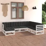 Set mobilier de grădină cu perne, 7 piese, lemn masiv de pin GartenMobel Dekor
