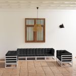 Set mobilier de grădină cu perne, 8 piese, lemn masiv de pin GartenMobel Dekor