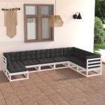 Set mobilier de grădină cu perne, 8 piese, lemn masiv de pin GartenMobel Dekor