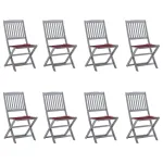 Scaune pliabile de exterior cu perne, 8 buc., lemn masiv acacia GartenMobel Dekor