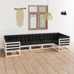 Set mobilier de grădină cu perne, 7 piese, lemn masiv de pin GartenMobel Dekor