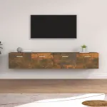 Dulapuri de perete 2 buc. stejar fumuriu 100x36,5x35 cm lemn GartenMobel Dekor