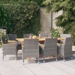 Set mobilier de grădină cu perne, gri, 9 piese GartenMobel Dekor