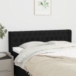 Tăblie de pat cu aripioare negru 147x16x78/88 cm textil GartenMobel Dekor