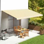 Pânză de rezervă copertină, galben și alb, 6x3,5 m GartenMobel Dekor