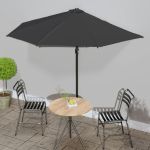 Umbrelă de balcon tijă aluminiu negru 300x155x223cm semirotund GartenMobel Dekor