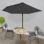Umbrelă de balcon tijă aluminiu negru 300x155x223cm semirotund GartenMobel Dekor