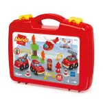 Valiză de pompieri Abrick Ecoiffier cu vehicule și accesorii, 43 piese