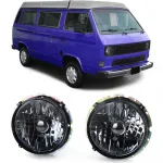 Faruri cu sticlă clară, fum negru, H4, pereche, potrivite pentru VW T3 79-92 Performance AutoTuning