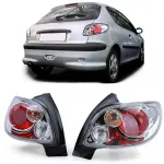 Lumini spate din sticlă clară cu crom, potrivite pentru Peugeot 206 hatchback 3 + 5 uși 98-09 Performance AutoTuning