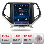 Navigație Tesla Jeep Cherokee 2016-2020, 4G, CarPlay, Android Auto, 3GB+32GB