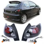Lumini spate din sticlă clară, negre, potrivite pentru Peugeot 206 hatchback 3 + 5 uși 98-09 Performance AutoTuning