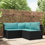 Set mobilier de grădină cu perne, 3 piese, negru, poliratan GartenMobel Dekor