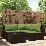 Set mobilier de grădină cu perne, 4 piese, maro, poliratan GartenMobel Dekor