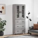 Dulap înalt, gri sonoma, 69,5x34x180 cm, lemn compozit GartenMobel Dekor