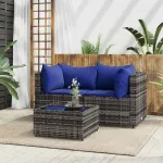 Set mobilier de grădină cu perne, 3 piese, gri, poliratan GartenMobel Dekor