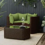 Set mobilier de grădină cu perne, 4 piese, maro, poliratan GartenMobel Dekor