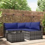 Set mobilier de grădină cu perne, 4 piese, gri, poliratan GartenMobel Dekor