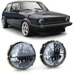 Faruri din sticlă clare cu fum negru și țintă pentru VW Golf 1 + Cabrio 74-83 Performance AutoTuning